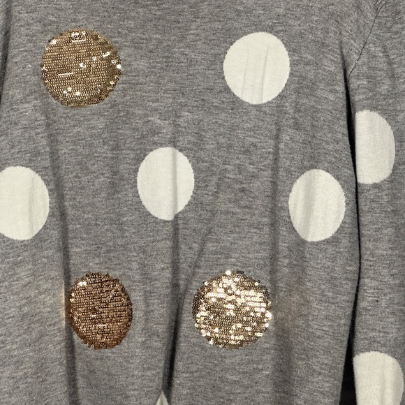 Cozy Gray Sequin Polka Dot Sweate - Picture 4 of 10